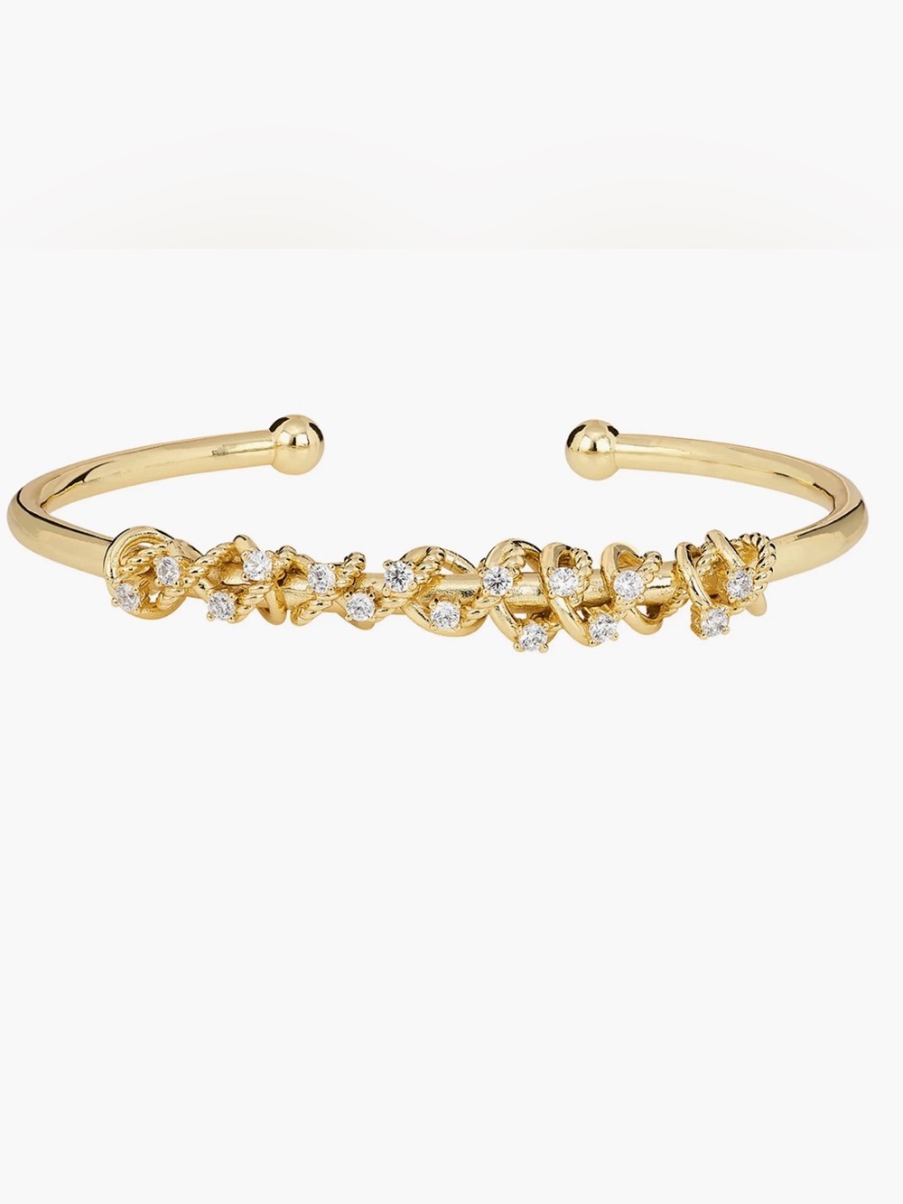 ATHRA LUXE CUBIC ZIRCONIA WRAP CUFF ADJUSTABLE 14K Plated Bangle Bracelet W/Box
